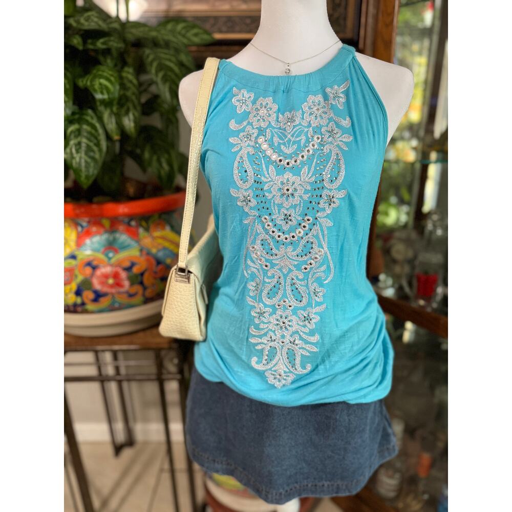 Boho rhinestone inc top